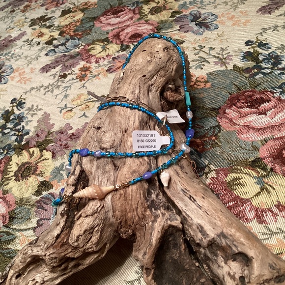 Free People Lyrical Belly Chain Blue NWT Charm Necklace Bohemian Layering Charms - Picture 4 of 7